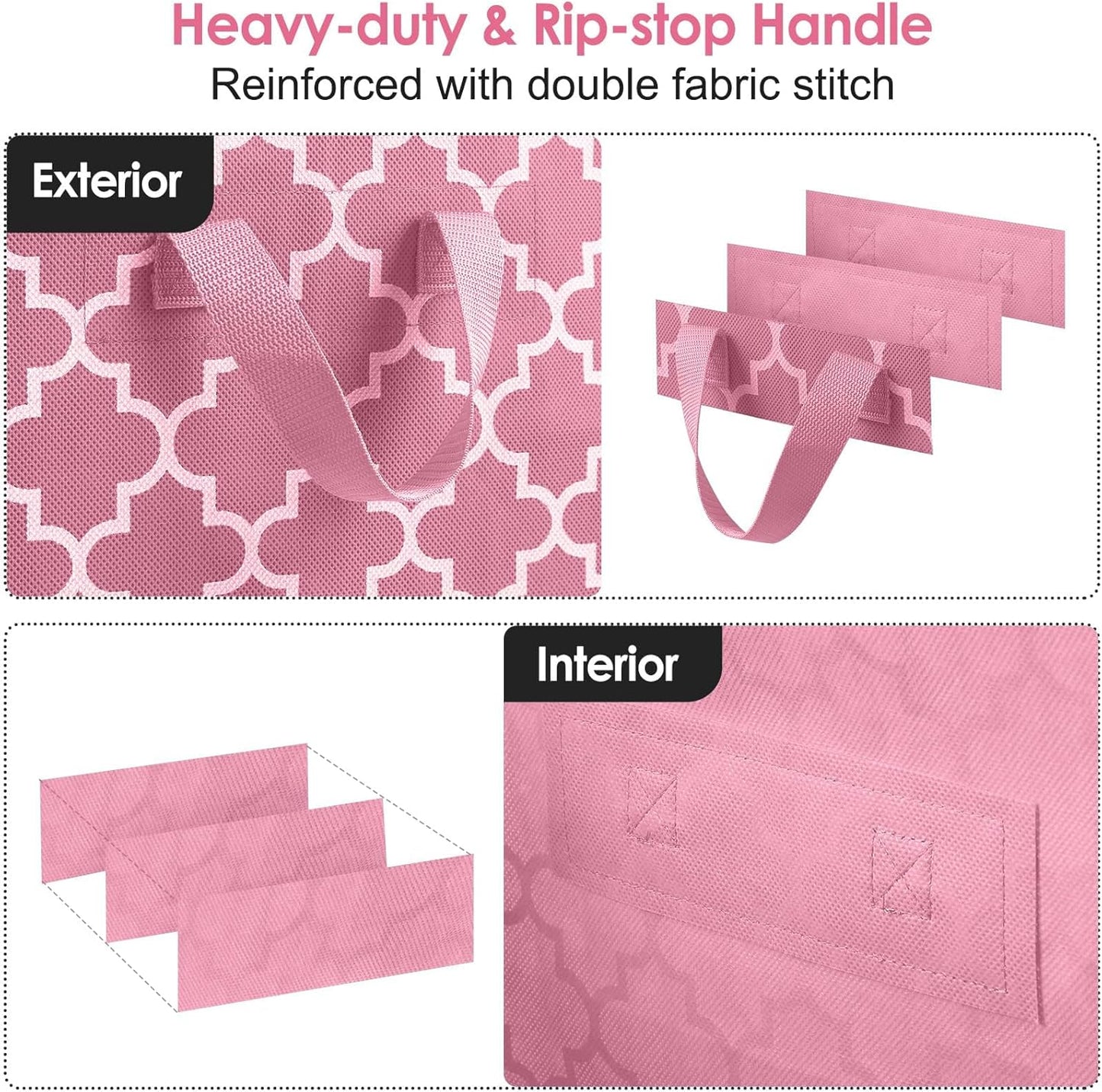 WISELIFE Storage Bags 8 Pack/100L Large Blanket Clothes Organization and Storage Containers for Comforters,Bedding, Foldable Organizer with Reinforced Handle, Clear Window, Sturdy Zippers,Pink