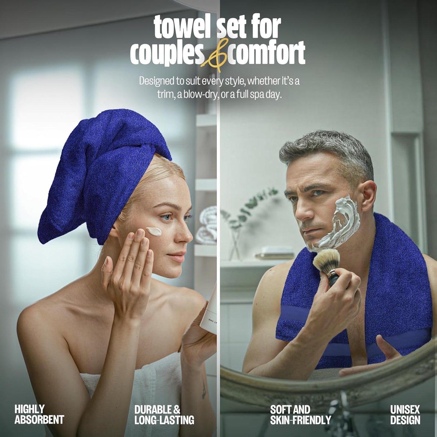 Pearl Linens Pack of 24 100% Cotton Hand Towels, Salon Towels for Spa, Gym and Bathroom Use, Hair Towels in Bulk, Soft, Absorbent, Quick Dry & Machine Washable, 16x27 inches, Royal Blue