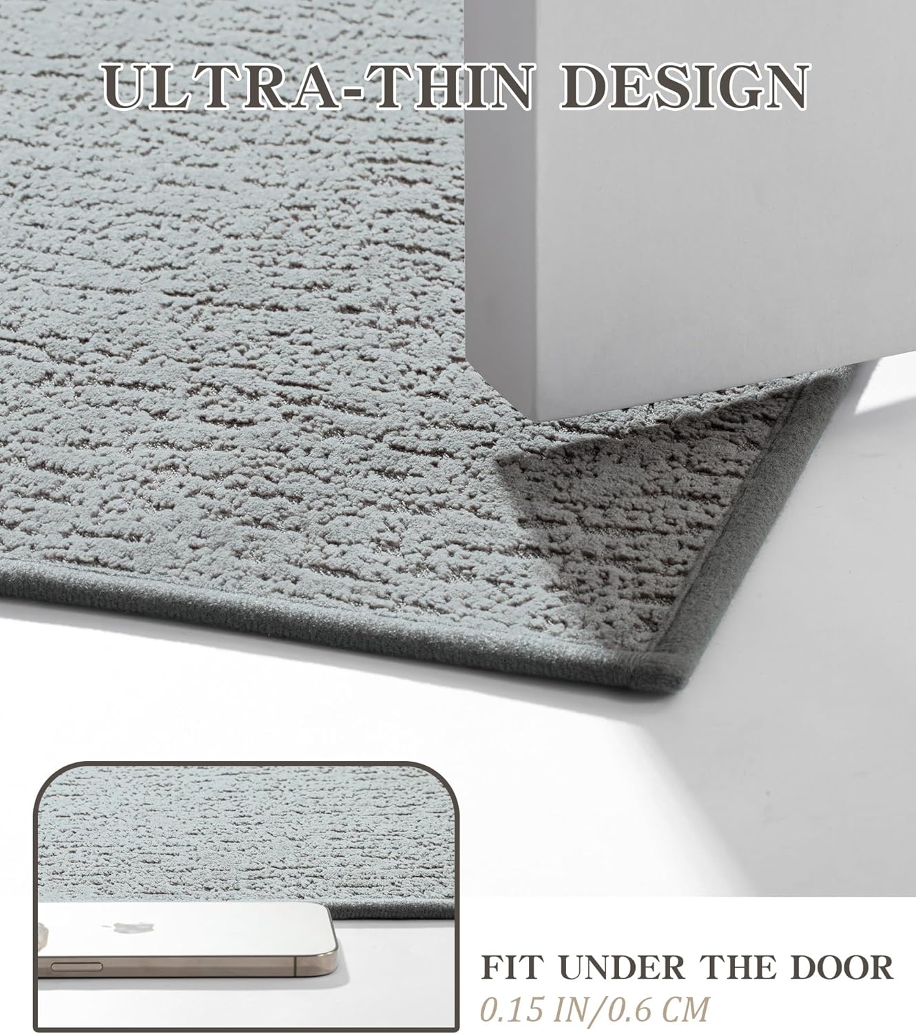 chakme Bathroom Rugs Mat 24x17, Ultra Thin Non Slip Bath Mat Small Quick Dry Absorbent Bath Mat for Bathroom Floor, (Light Grey, 24"x17")