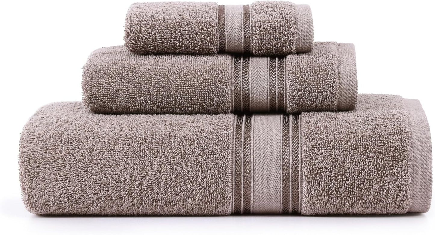 LANE LINEN Luxury Bath Towels Set - 3 Piece 100% Cotton Bathroom Towels, Quick Dry, Extra Aborbent, 1 Hand Towel, 1 Wash Cloths, 1 Bath Towel: Platinum