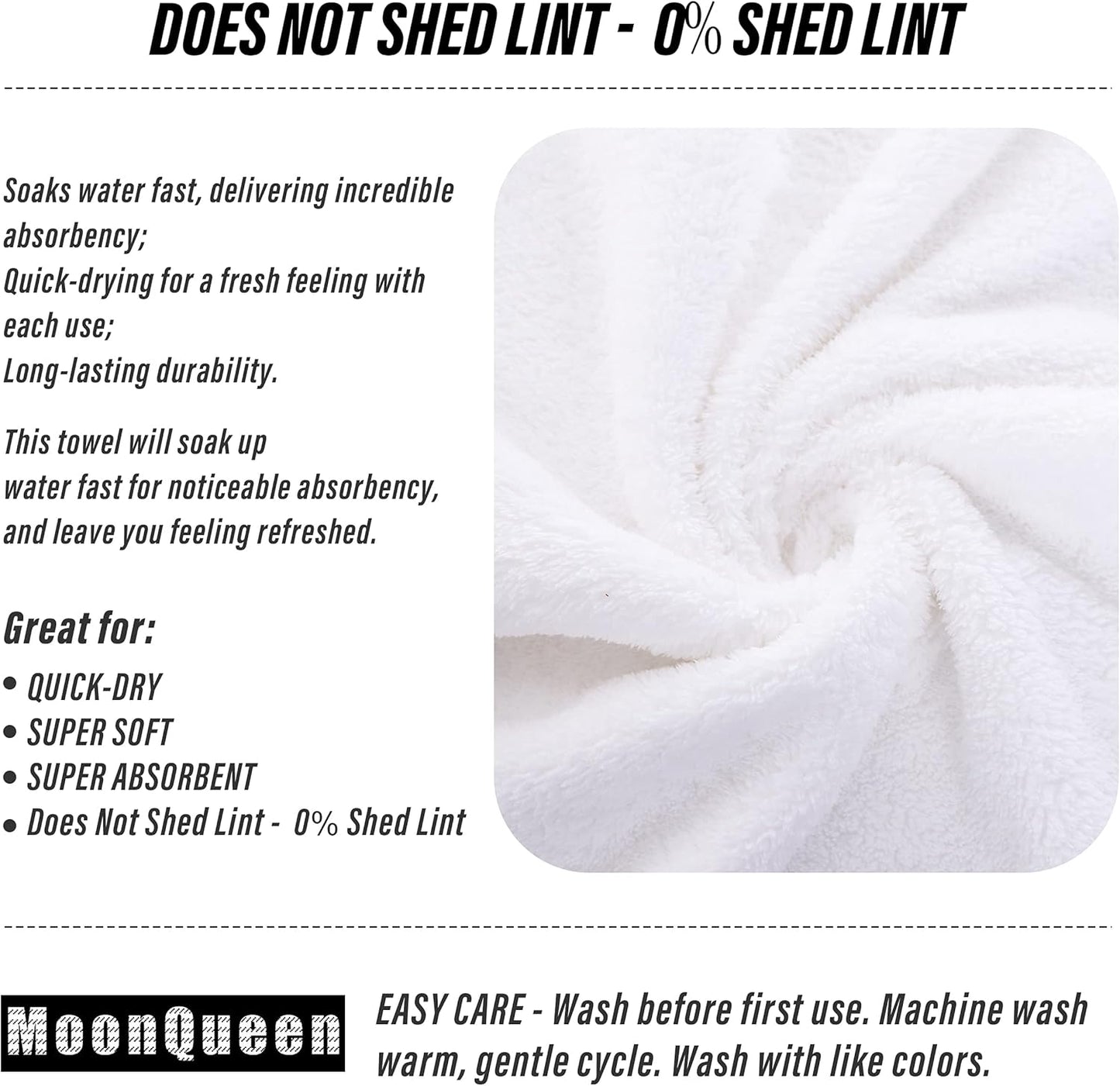 MOONQUEEN 6 Pack Premium Hand Towels - Quick Drying - Microfiber Coral Velvet Highly Absorbent Towels - Multipurpose Use as Hotel, Bathroom, Shower, Spa, Hand Towel 16 x 28 inches (White)