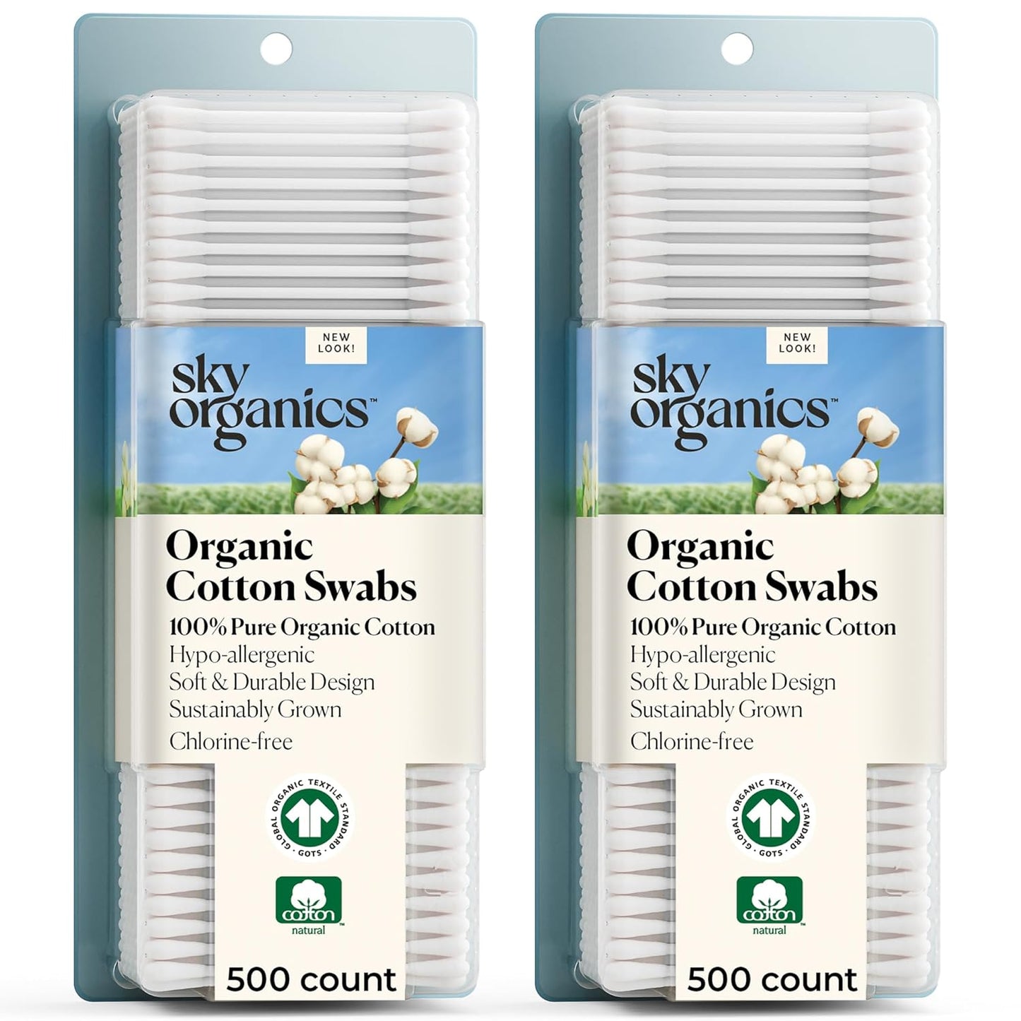 Sky Organics - Organic Cotton Swabs, 1000 ct. - Ultra Soft Tips - Strong & Durable - Hypoallergenic - Chlorine Free - Sustainable - Natural, Vegan & Cruelty Free - Skin Care & Self Care