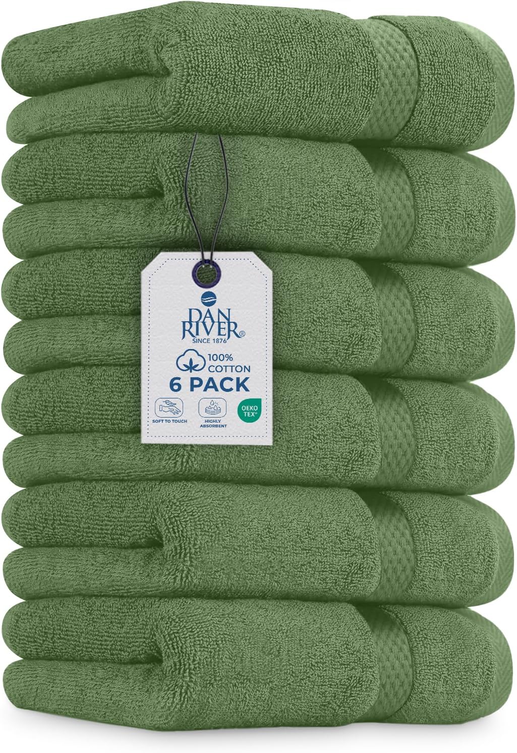 DAN RIVER Luxury Hand Towel – Soft, Absorbent, Quick-Drying, Premium Cotton Towel, Perfect for Everyday Use, 16x28 Inches - 550 GSM Sage Green
