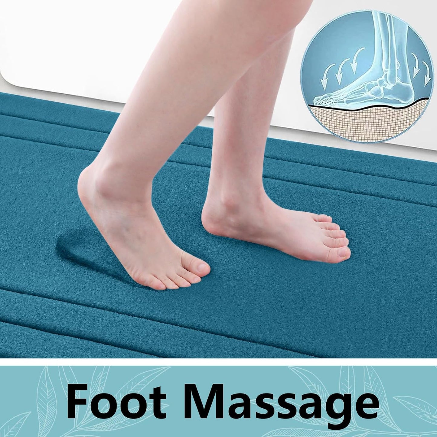 Arotive Memory Foam Bathroom Rug Mat 59x24, Ultra Soft and Absorbent Bath Mat, Machine Wash Dry, Comfortable Bath Rug Carpet for Bathroom Floor, Tub and Shower, Peacock Blue