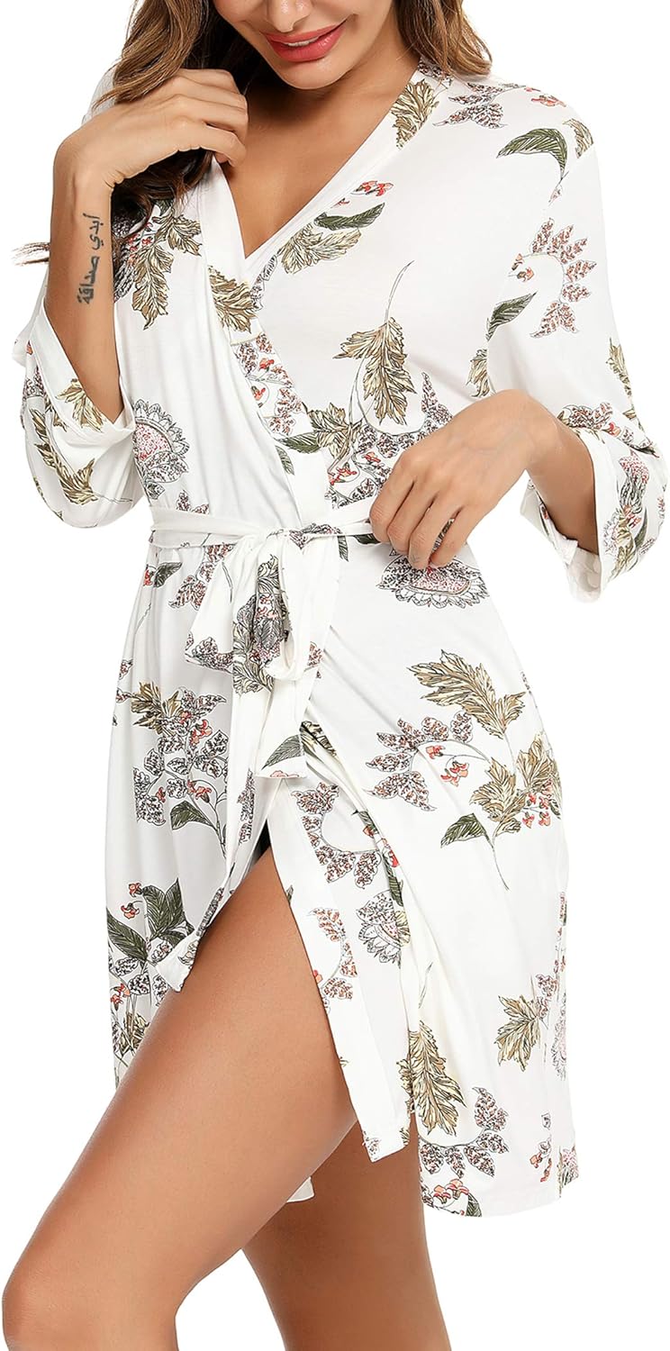 Samring Women's Lightweight Robe Soft Kimono Robes Short Bathrobe for Women Sleepwear