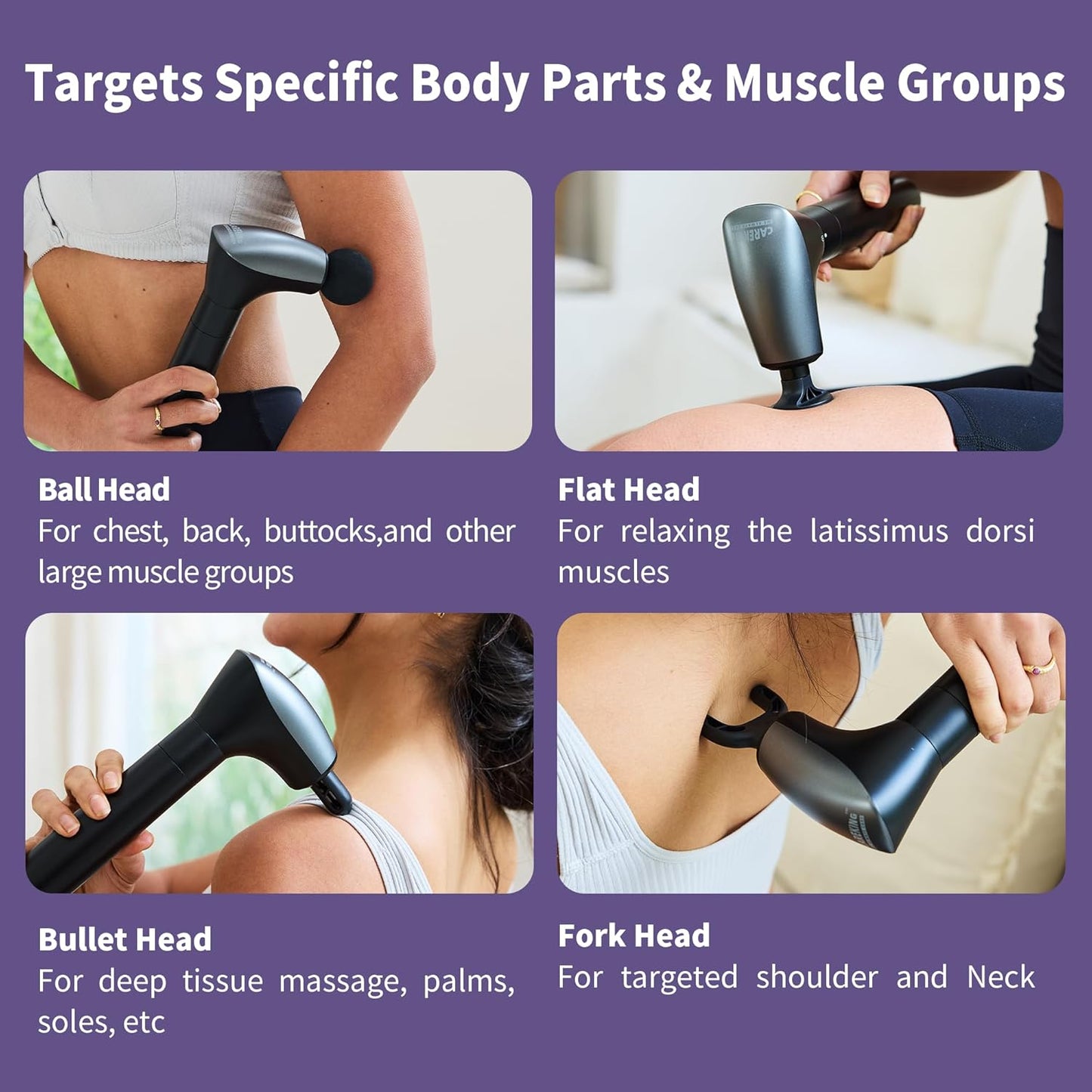 2-in-1 Detachable Muscle Massage Gun Deep Tissue with 20'' Extension Handle, Back and Neck Massager for Pain Relief, Handheld Massager for Shoulder Lower Back Leg Waist, FSA-HSA Eligible