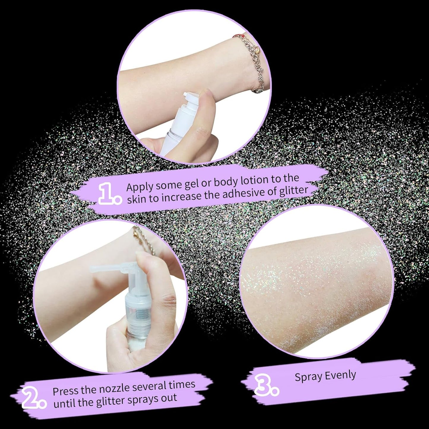 MEICOLY White Hair and Body Glitter Spray,25g/0.88OZ,Shinny Sparkle Glitter Spray for Clothes,Loose Shimmer Hairspray for Festival Rave Makeup/Stage Performance,Lightweight