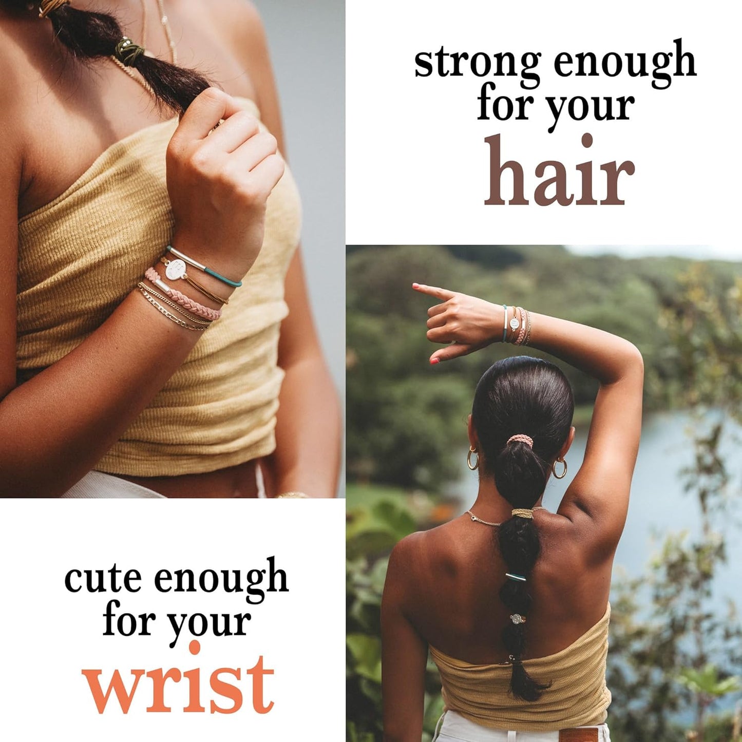 K'lani Hair Tie Bracelets for Women - Elastic Hair Bands That Double as Stylish Jewelry - Aloha - Medium