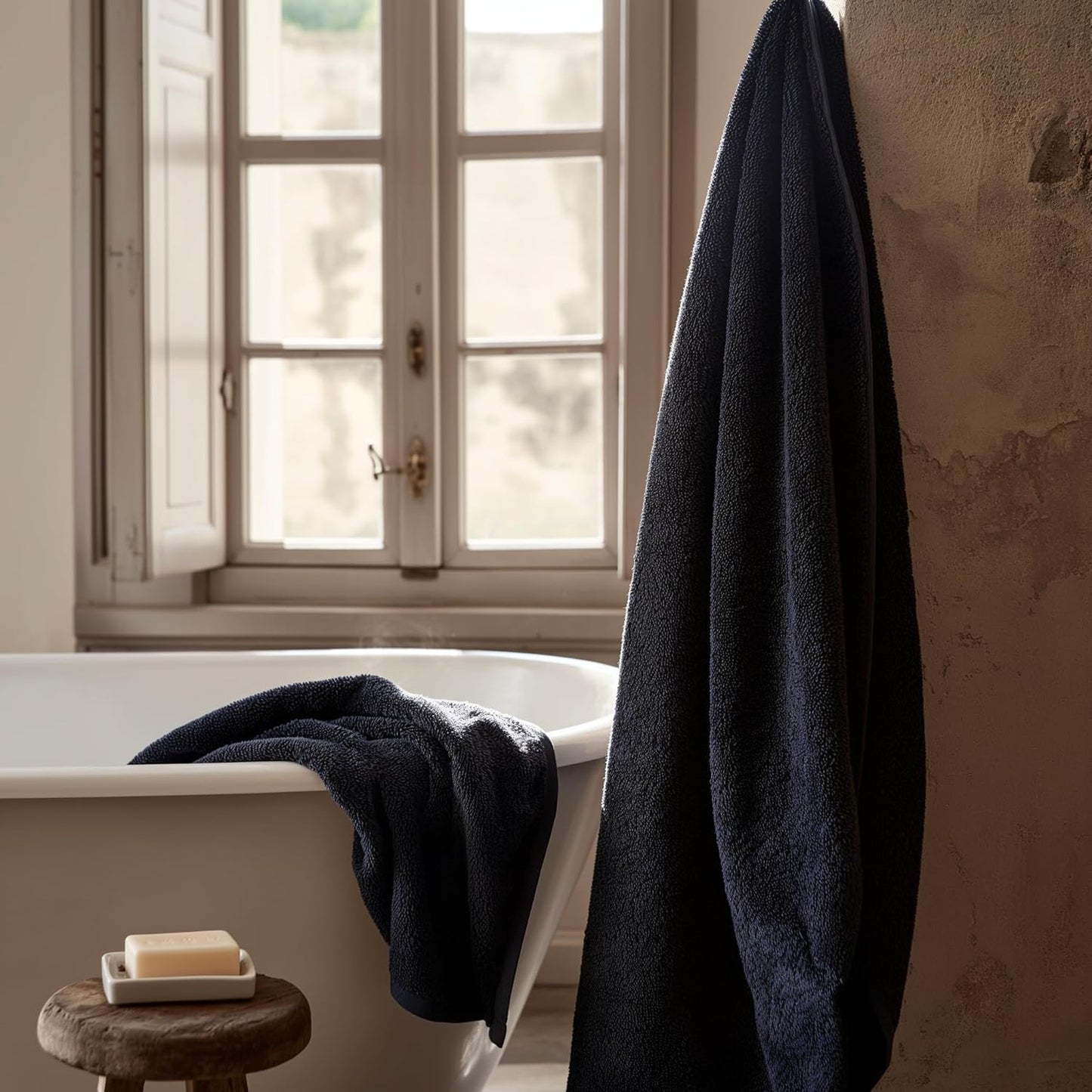 SALBAKOS 100% Turkish Cotton Jumbo Bath Sheet Towel Oversized 40x80 inch | Premium Hotel & Spa Quality, Soft, Absorbent, XL Bath Towels | Made in Turkey (Pack of 1, Navy, Jumbo Bath Sheet)