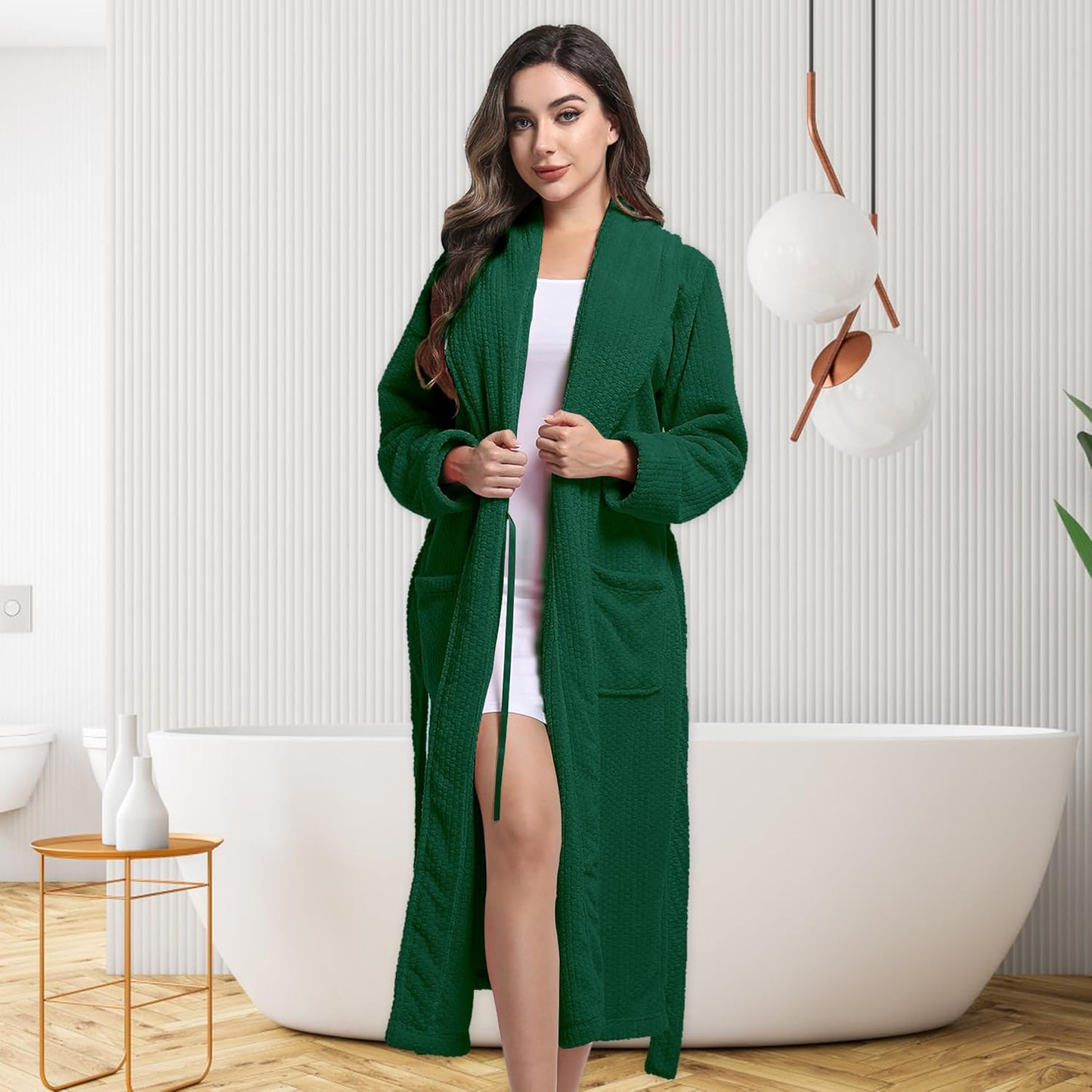 Women's Shawl Collar Bathrobe, Soft Long Towel Robes for Women - Super Absorbent Quick Dry yet Warm