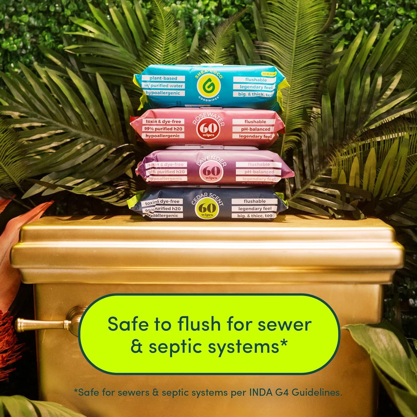 Goodwipes Flushable Butt Wipes Made with Vitamin E & Aloe - Soft & Gentle Wet Wipe Dispenser for Home Use, Septic & Sewer Safe - Largest Adult Toilet Towelettes - Rosewater, 480 Count (8 Packs)