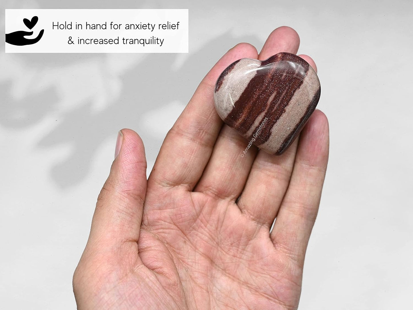 Amazing Gemstone Shiva Lingam Narmada Crystal Heart Palm Stone - Pocket Massage Worry Stone for Natural Body Chakra Balancing, Reiki Healing and Crystal Grid