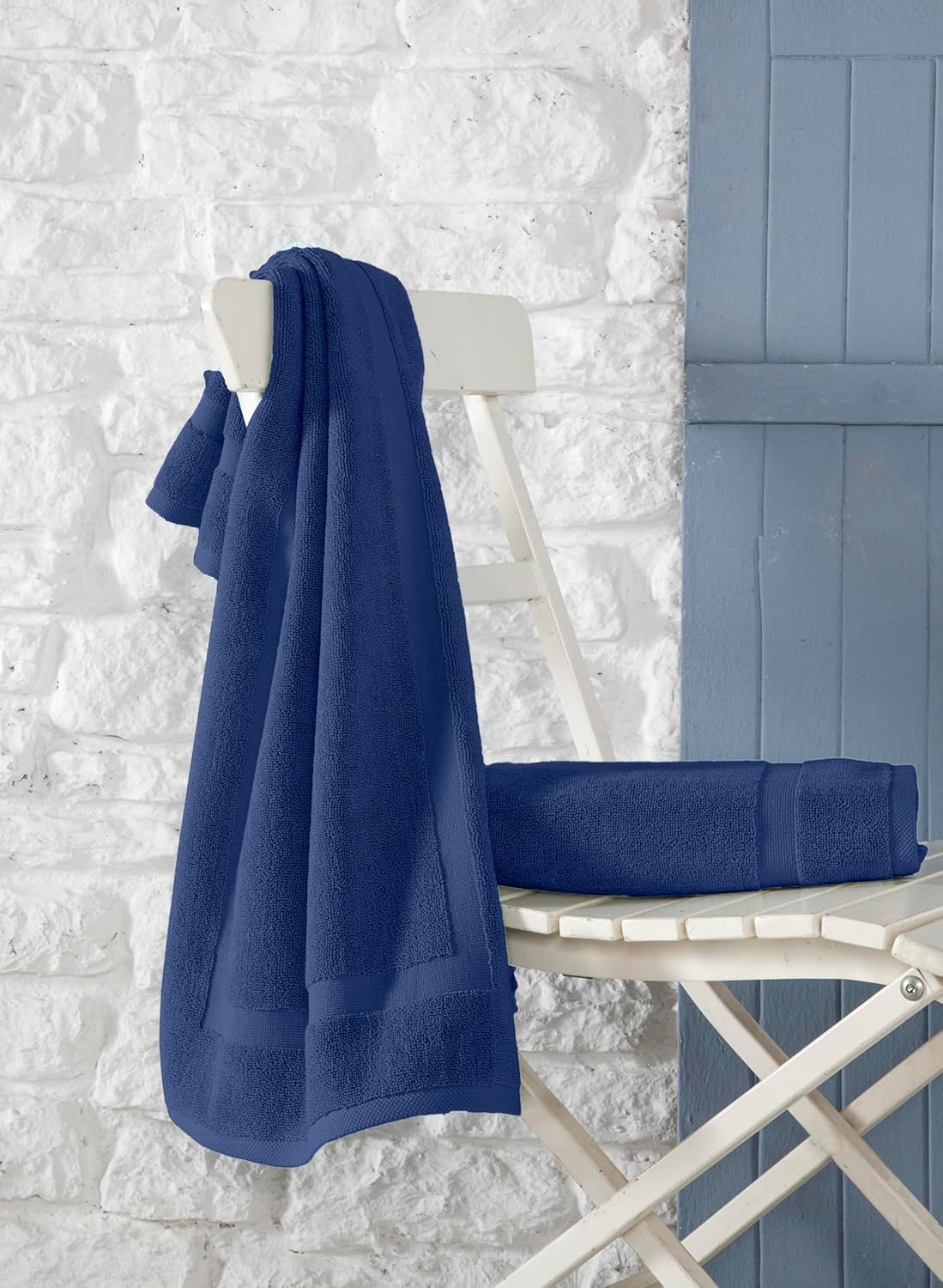 SALBAKOS 100% Turkish Cotton Bath Mat Set 2-Piece - 20x34 inch, Premium Quality Hotel & Spa Collection, Soft, Absorbent, Long Lasting, Durable Bathroom Rugs | Made in Turkey (Navy, 2 Bath Mats)