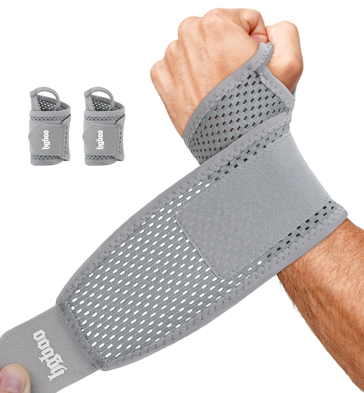 2-Pack Ultra-Thin Wrist Braces, Breathable Comfort Mesh Fabric Support for Pain Relief - Ideal for Carpal Tunnel, Tendonitis, Sports, Fitness and Daily Use - Adjustable Wrist Support (Gray)