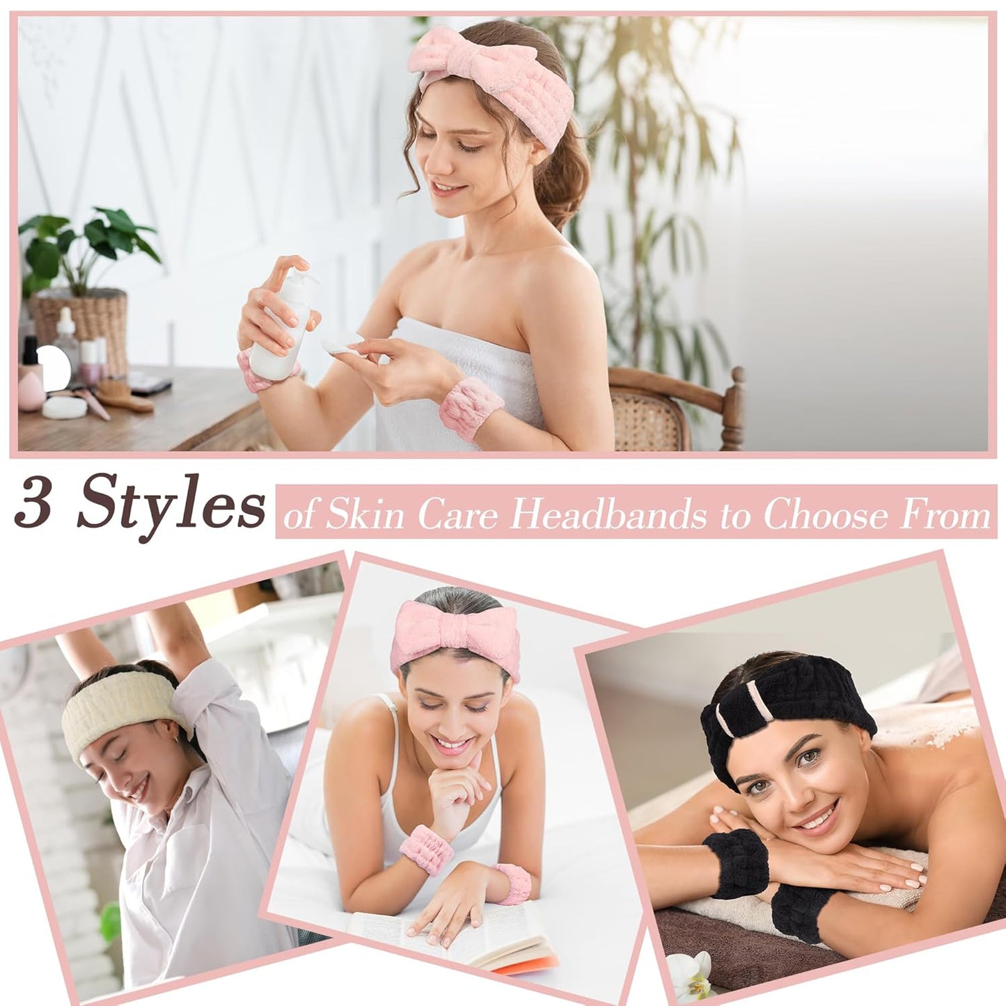 9 Pieces Skincare Headband for Washing Face,Spa Headband and Wristband Set for Women,Women Teen Girls Facial Hairbands for Washing Face, Makeup, Sports, Yoga