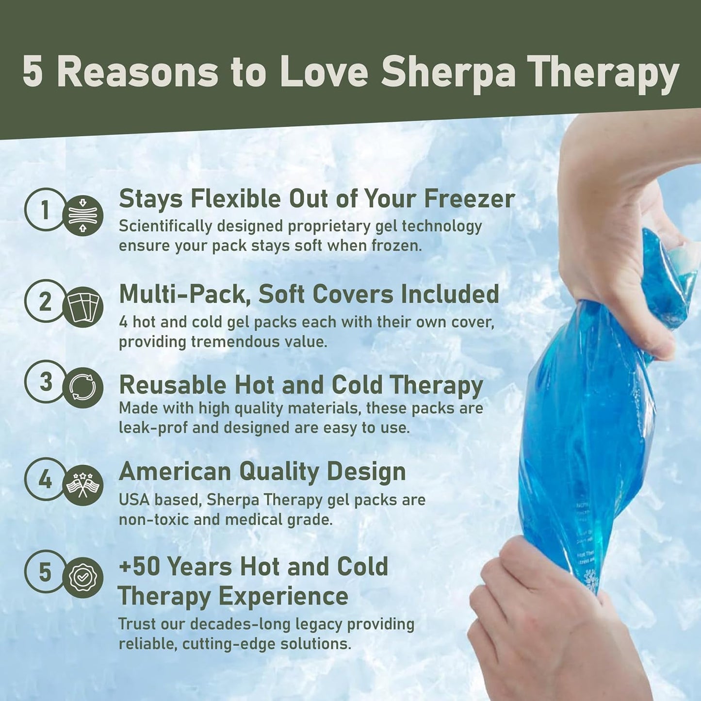 4PK Flexible Gel Ice Packs for Injuries Reusable - Gel Ice Pack Cold Compress for Knee, Back, Neck, Wrist, Hand, Elbow, Ankle Pain Relief - 9.5" x 4.5"