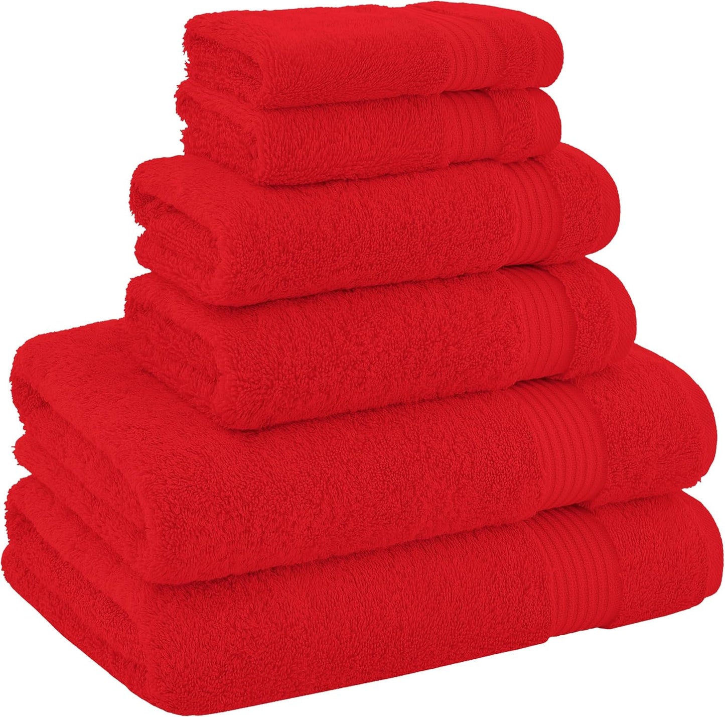 American Veteran Towel, 100% Cotton Turkish 6 Piece Towel Set, Luxury Towels Set of 6 for Bathroom Essentials, 2 Bath Towels 2 Hand Towels 2 Washcloths, Red