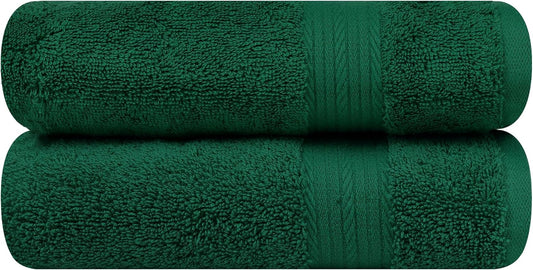 Ample Decor Hand Towels 18 X 28 Inch 600 GSM 100% Cotton, Premium Soft Absorbent - 2 Pcs - Green