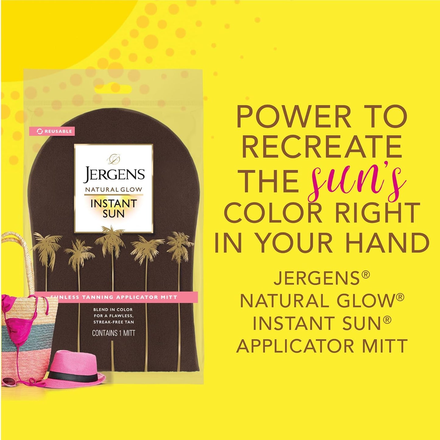 Jergens Natural Glow Instant Sun Self Tanner Mousse Bundle, Light Bronze, Sunless Tanning, 6 Oz Bottle and Application Mitt