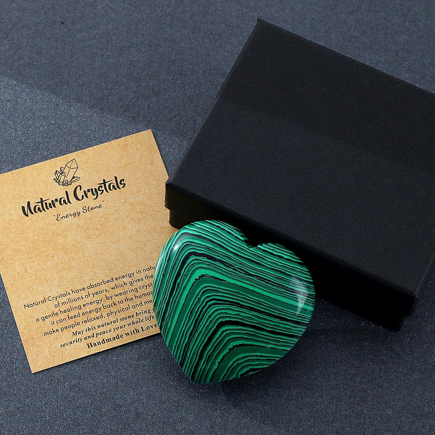 MAIBAOTA 60 mm Malachite Crystals Large Heart Stone Healing Crystals Heart Reiki Crystal Gemstone Polished Heart Shaped Rocks Meditation Mothers Day Crystal Gifts for Mom Her