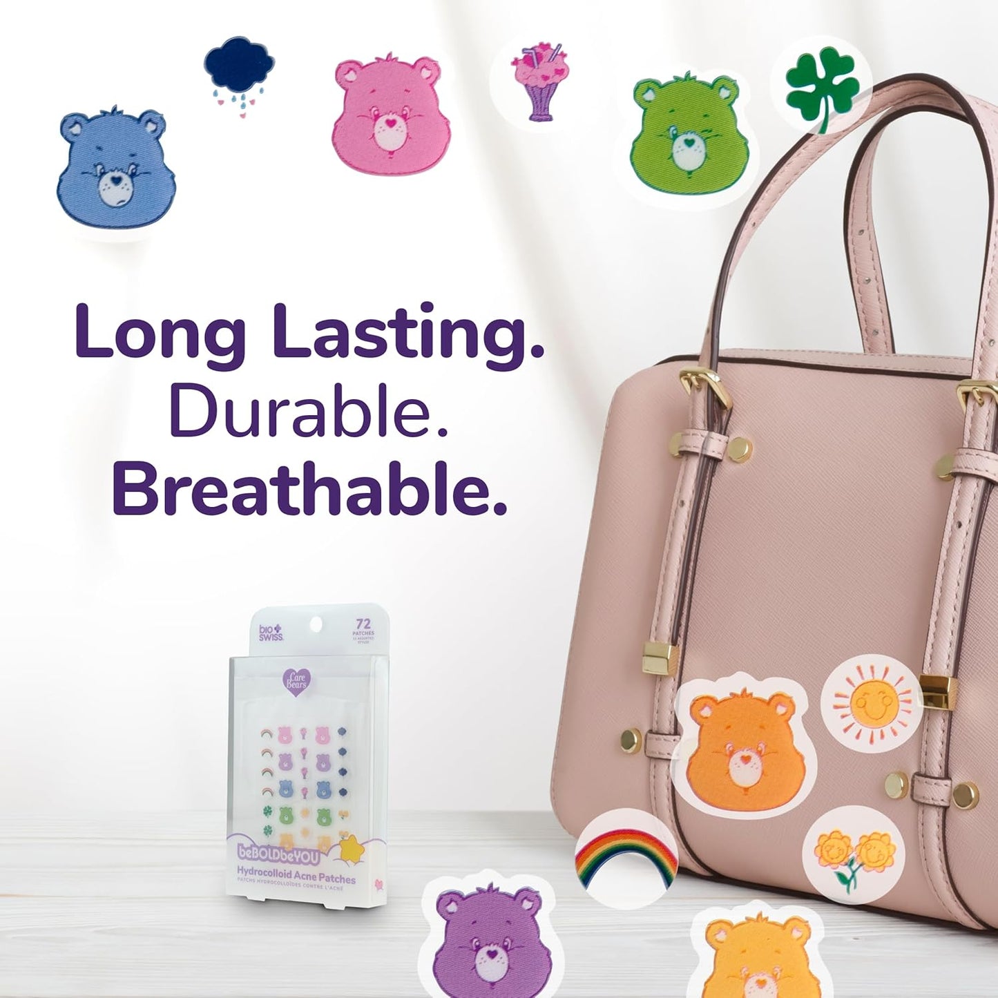 BioSwiss Care Bears Print Pimple Patches, Hydrocolloid Acne Patch for Zits and Blemishes, Face and Skin Stickers, 72 Count