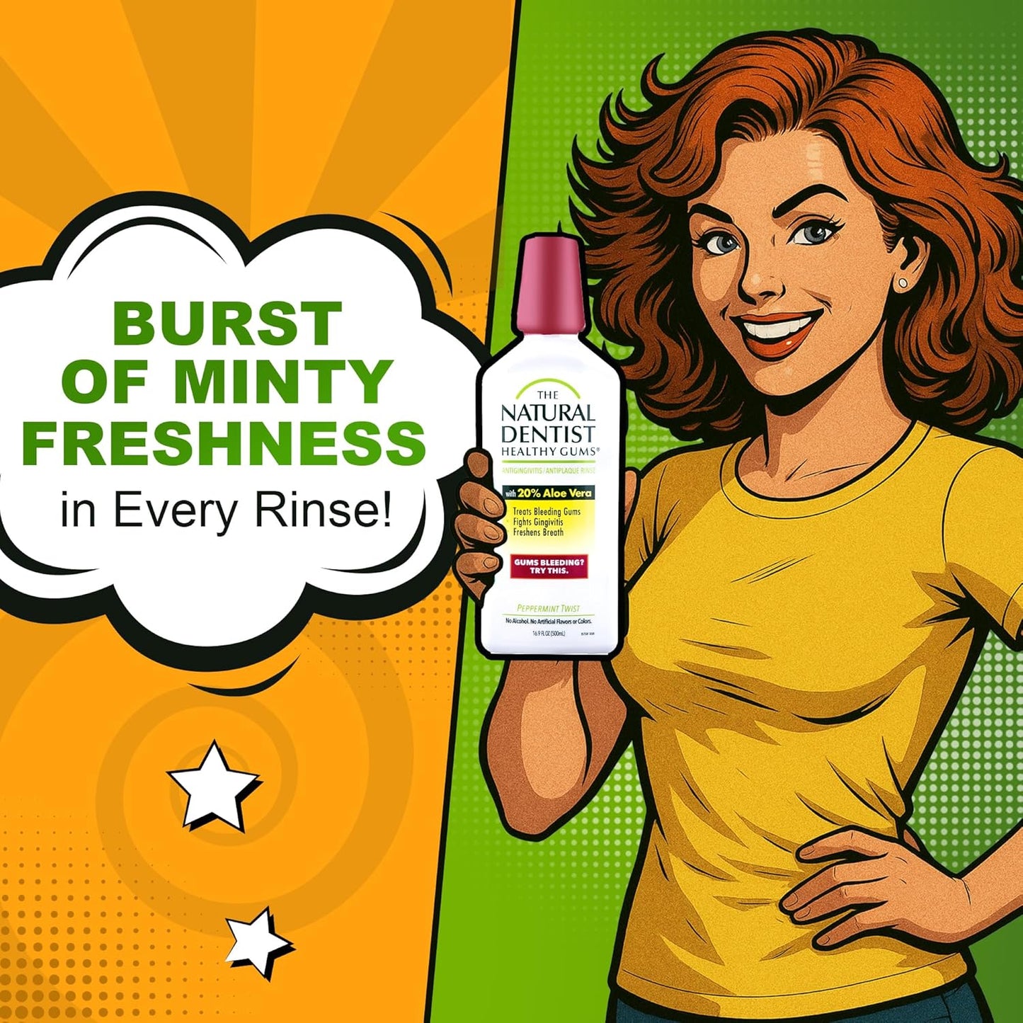 The Natural Dentist Healthy Gums Antigingivitis/Antiplaque Rinse, Adults 12 & Up, Gingivitis Mouthwash, Bleeding Gums Treatment, Safe for Chemotherapy Patients, Aloe Vera, Alcohol-free, 16.9 fl oz