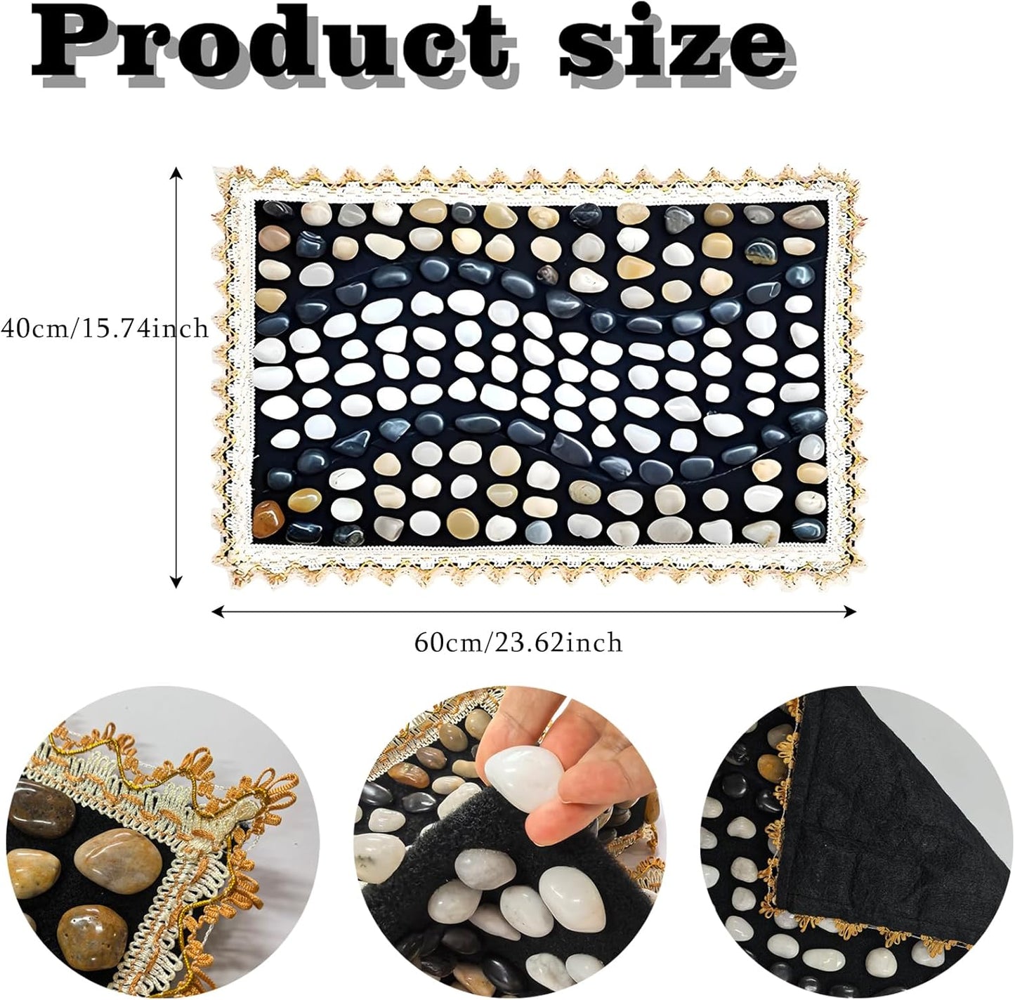 LIYAOLI Pebbles Foot Massager Mat - Acupressure Reflexology Pad with Natural Cobblestones for Pain Relief, Improved Circulation & Relaxation for Tired Feet (23.6" x 15.7")
