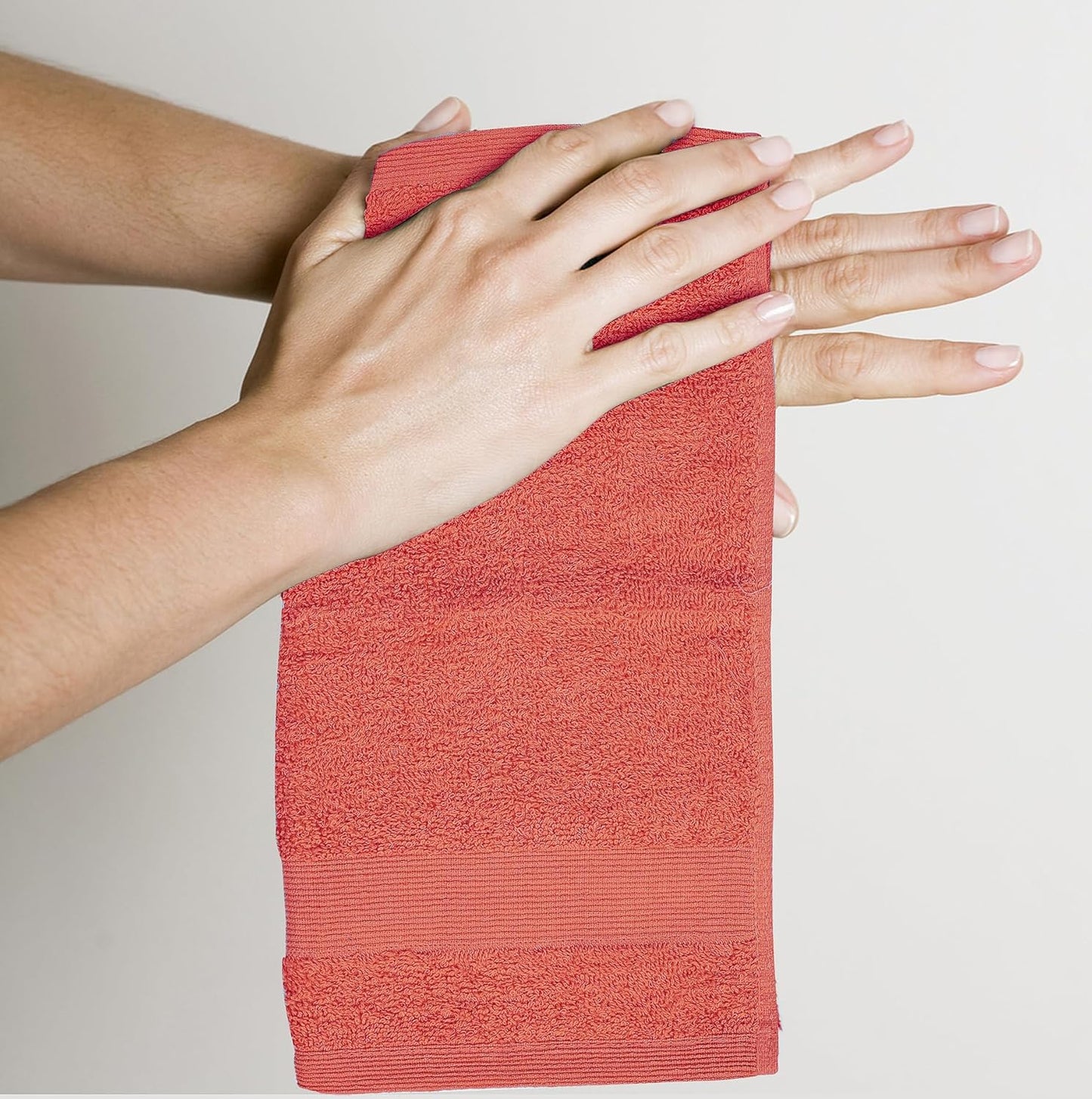 Premium Wash Cloths Pack of 12 (13" x 13") 100% Ring Spun Cotton | Luxury Washcloths | Ultra Soft Face Towels | Highly Absorbent Wash Cloths for face (Coral)