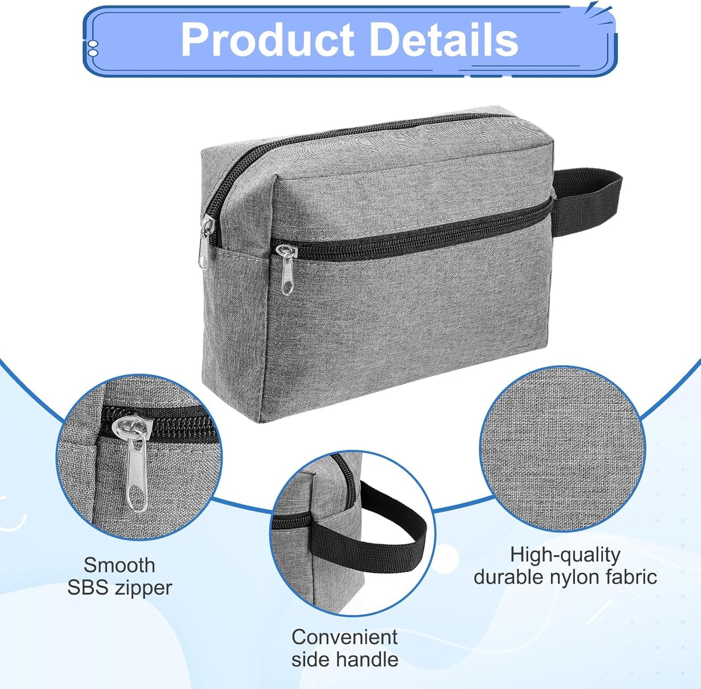6 PCS Travel Toiletry Bag for Women and Men, Travel Pouch, Large Shaving Bag, Portable Grooming Bag, Foldable Storage Bags with Handle for Cosmetics Toiletries Tools, 6 Colors