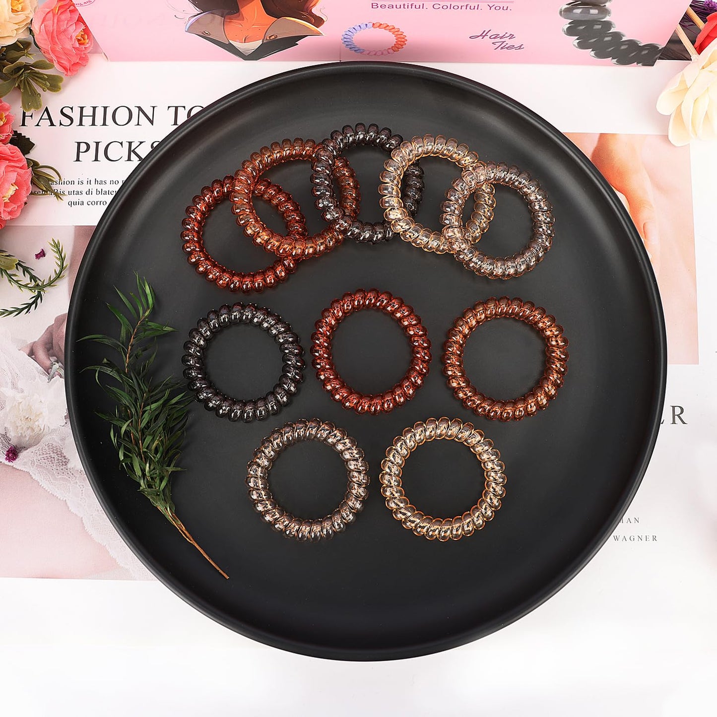 JessLab Spiral Hair Ties for Women, 10-Pack Traceless No-Damage Ponytail Holders, Coils Hair Bands for Girls, Assorted Colors