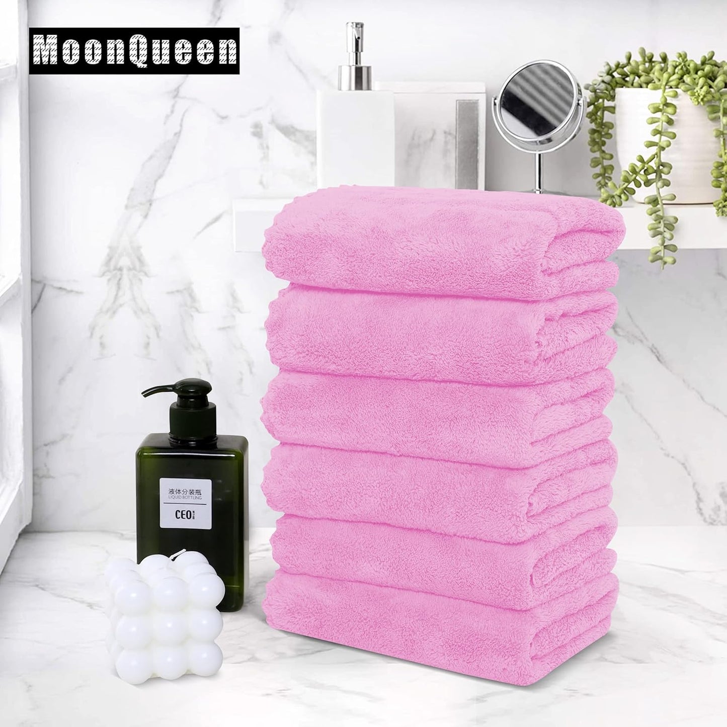 MOONQUEEN 6 Pack Premium Hand Towels - Quick Drying - Microfiber Coral Velvet Highly Absorbent Towels - Multipurpose Use as Hotel, Bathroom, Shower, Spa, Hand Towel 16 x 28 inches (Frozen Berry)