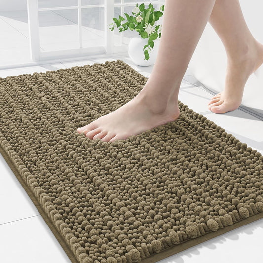 Arotive Luxury Chenille Bathroom Rug Mat, Extra Soft Thick Absorbent Shaggy Bath Rugs, Non-Slip Machine Wash Dry, Plush Bath Mats for Bathroom, Shower and Tub, 36x24, Camel