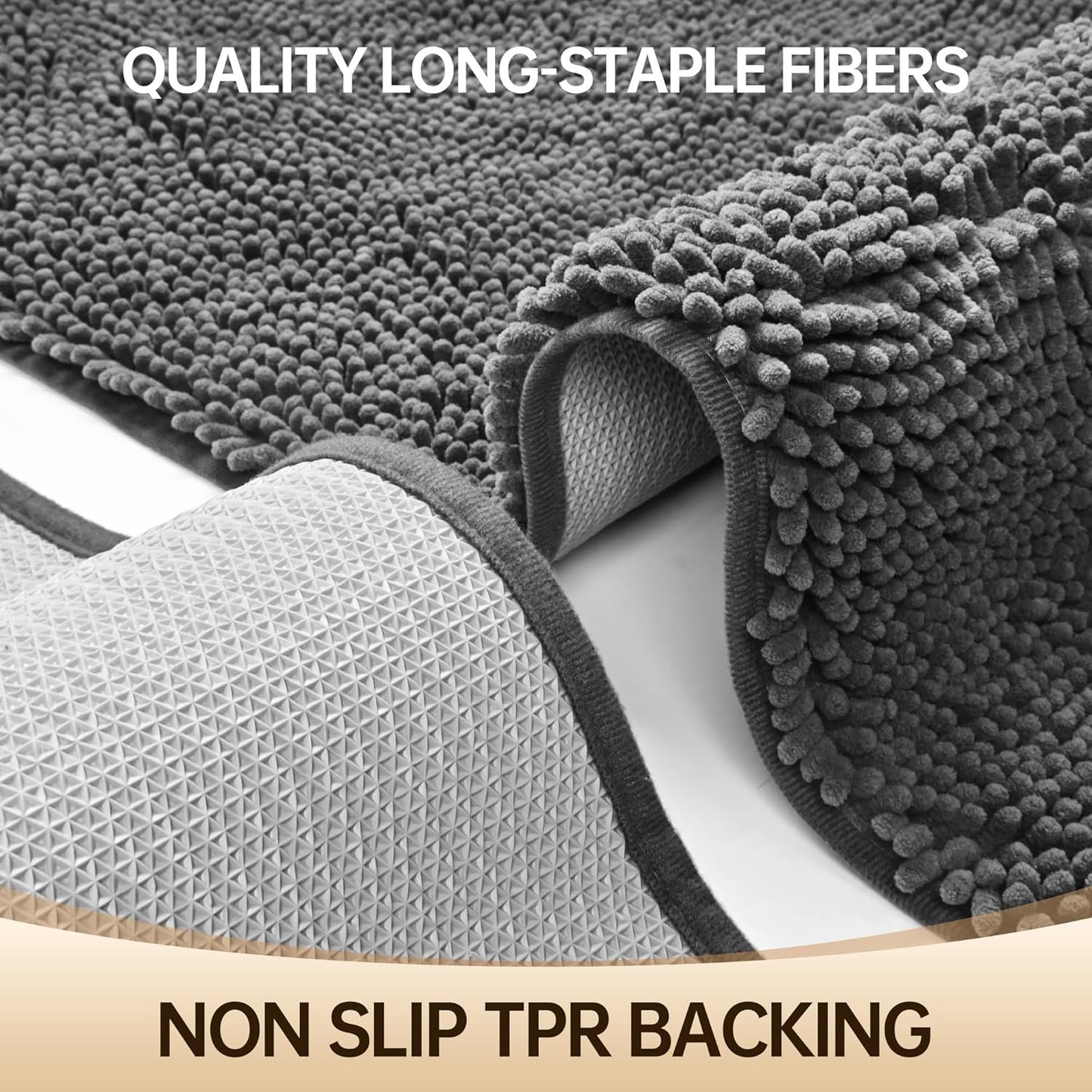 Amyracel Bathroom Rug Mat 30x60, Thick Soft Quick Dry Absorbent Chenille Bath Rug, Rubber Back Non Slip Machine Washable Bath Mat for Bathroom Shower Tub Floor