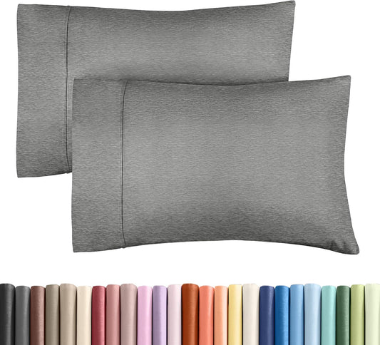 Queen Pillow Cases Set of 2 - Ultra Soft Hotel Quality Pillowcase Covers - Comfy, Cozy & Wrinkle Free - Shrinkage and Fade Resistant - Machine Washable Pillow Protectors - 2 Piece Set - Heathered Grey