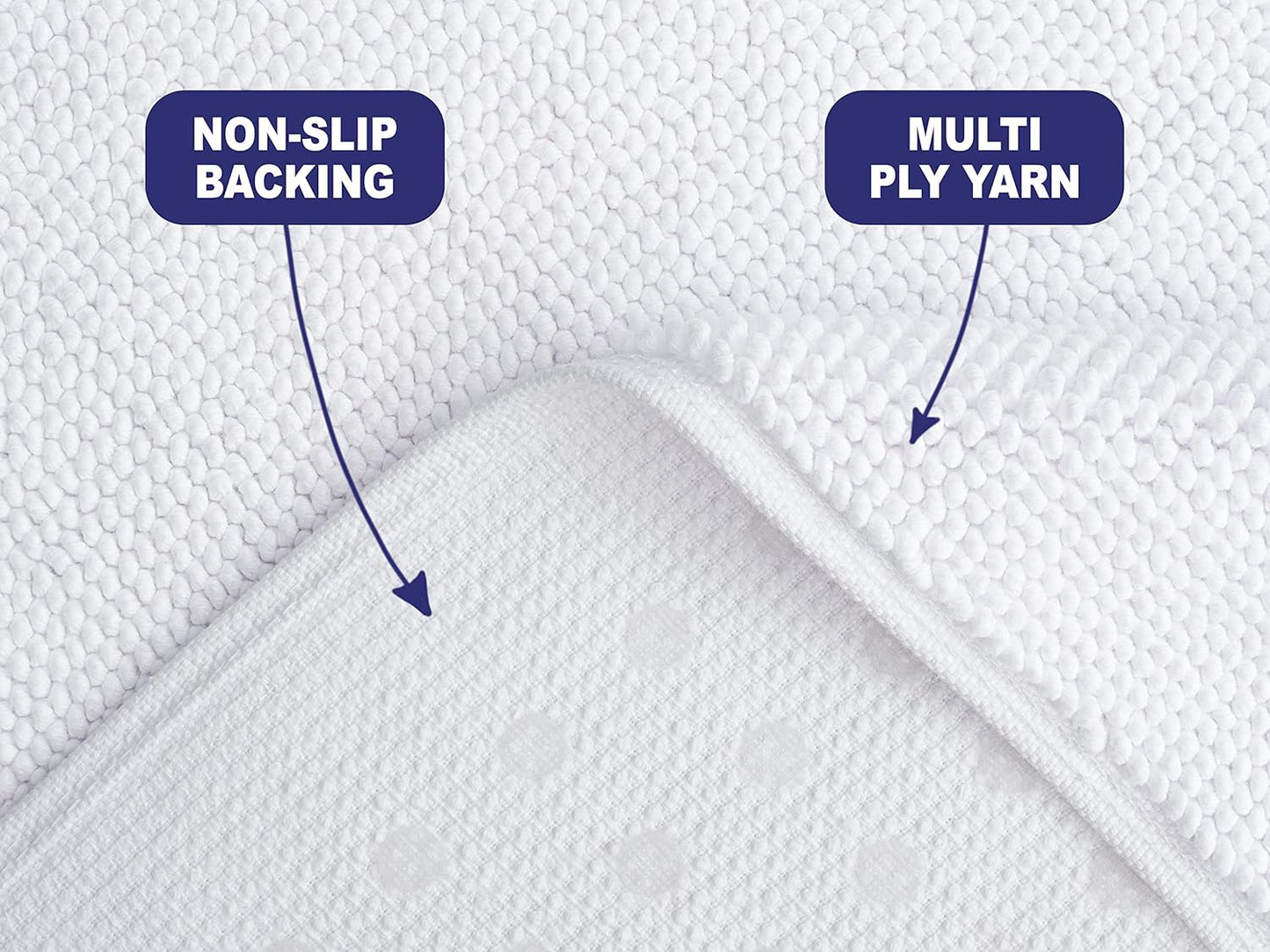 American Soft Linen Bath Rug, 20 in 34 in 100% Cotton Bath Mats Rugs for Bathroom, Slip Reducer Washable Shaggy Form Area Rugs, White Bath Rug