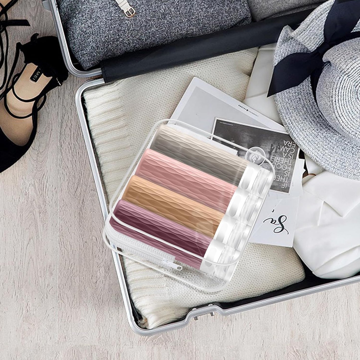 Travel Bottles for Toiletries, TSA Approved 3.4oz Travel Size Containers, BPA Free Leak Proof Silicone Traveling Bottles, Refillable Travel Essentials Kits for Shampoo Conditioner(4 Pack)-B