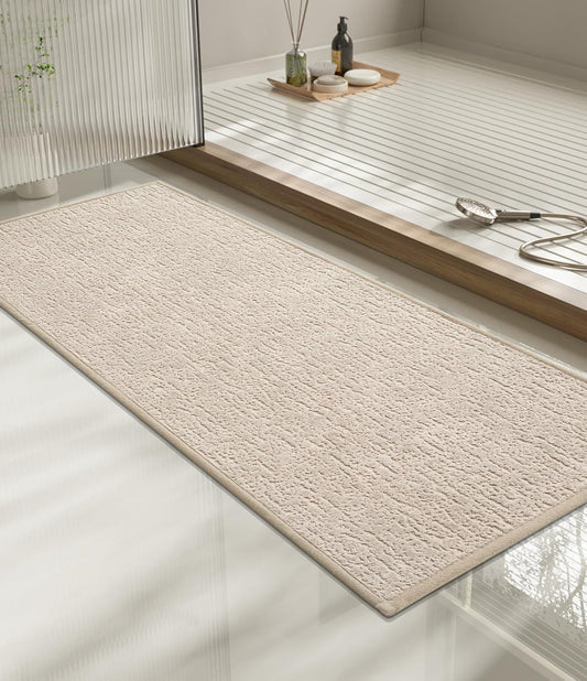 chakme Bathroom Rugs Mat 47x17, Ultra Thin Non Slip Bath Rug Runner Quick Dry Absorbent Bath Mat for Bathroom Floor, (Light Beige, 47"x17")