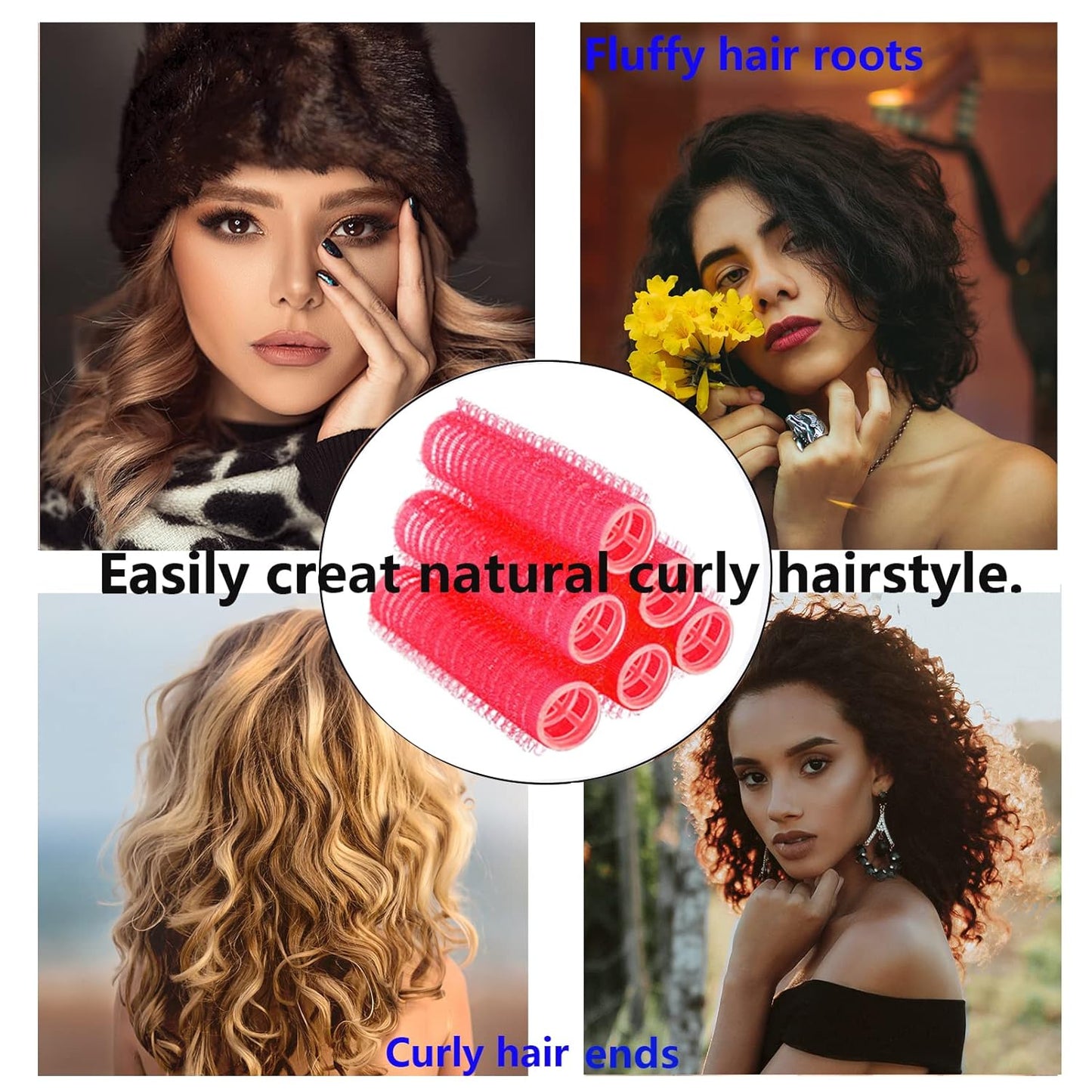 18PCS Self Grip Small Hair Curlers Heatless Roller Hair Curlers Pro Salon Hairdressing Curler DIY Curly Hairstyle Hair Rollers Tools Rat Tail Comb for Women Medium Short Hair(Red)