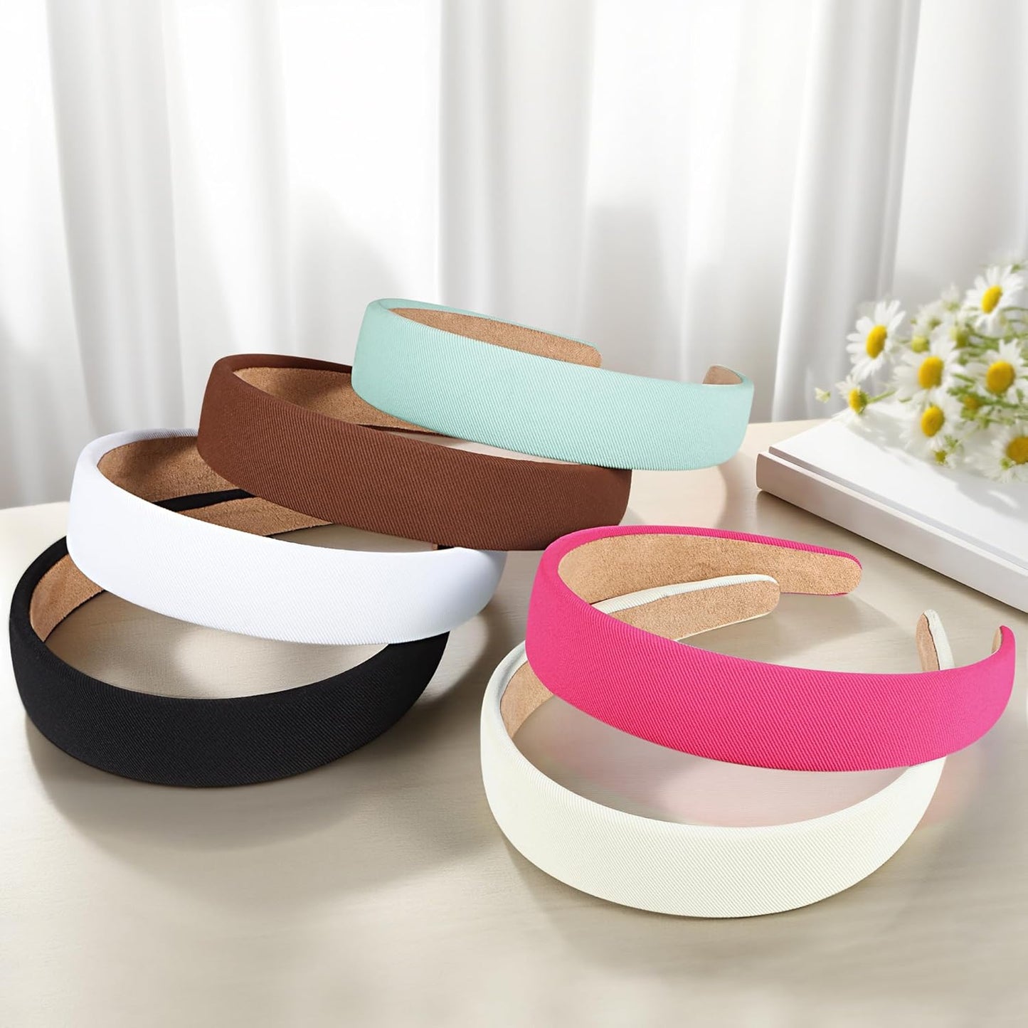 6PCS Headbands for Women – 1 Inch Wide Non-Slip Elastic Hair Bands, Thick Solid Color Headbands for Girls & Women's Hair Accessories, Trendy Fall Style