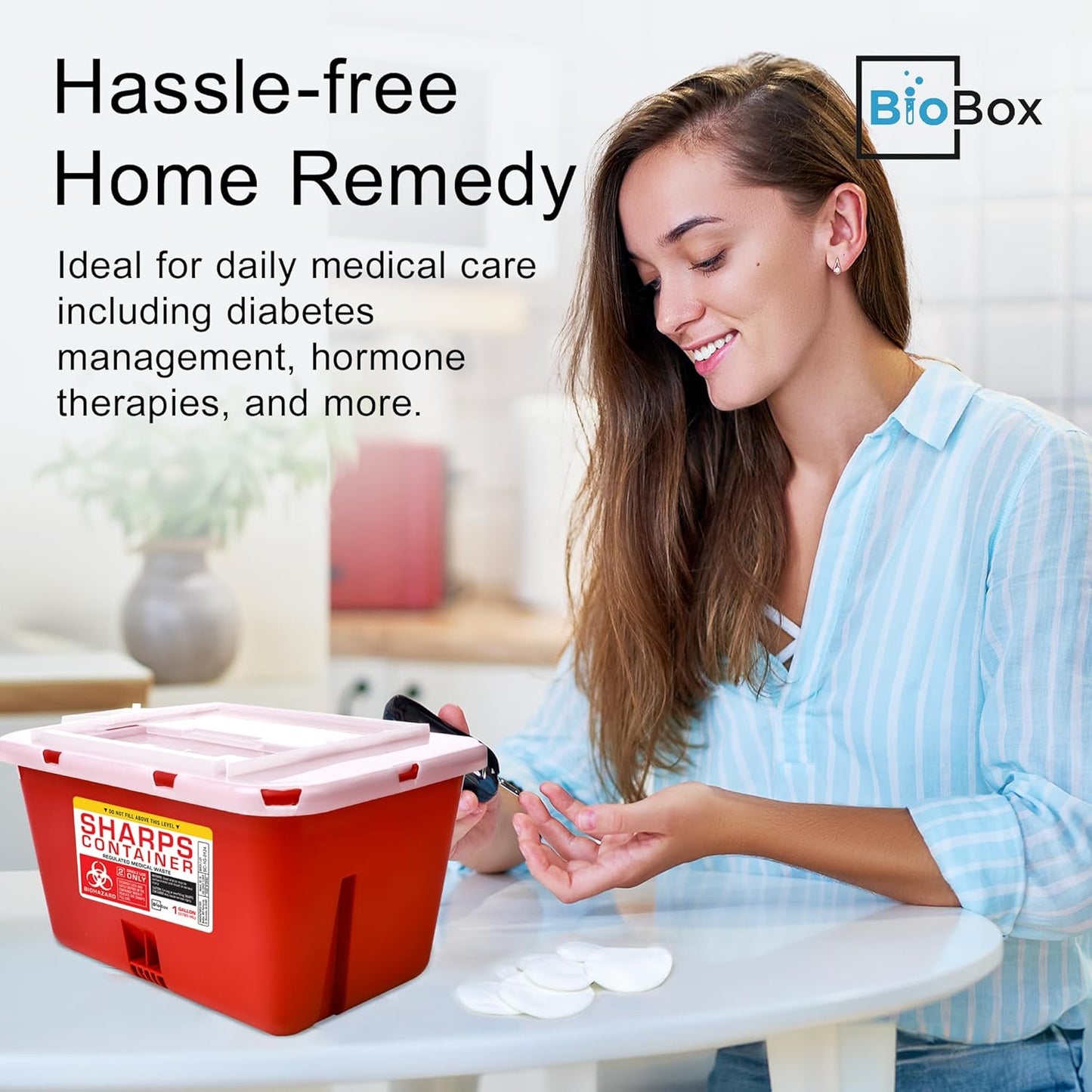 Sharps Container Large - Sharps Containers for Home Use and Labs - Portable Needle Disposal and Travel Size Biohazard Bin - 1 Gallon (Pack of 1)