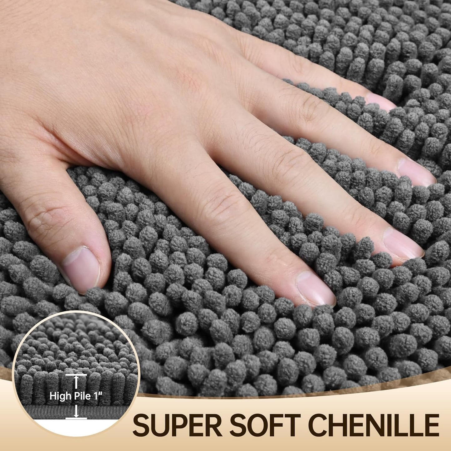 Amyracel Bathroom Rug Mat 36x72, Thick Soft Quick Dry Absorbent Chenille Bath Rug, Rubber Back Non Slip Machine Washable Bath Mat for Bathroom Shower Tub Floor