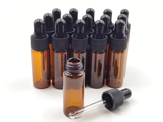 15Packs 5ml Tiny Amber Glass Mini Dropper Bottles for Essential Oils, Cosmetics, and Liquid Small Empty Travel Sample Vials with Dropper and Black Caps