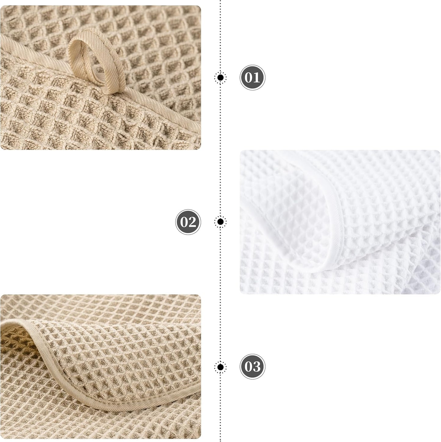 POLYTE Oversize, 60 x 30 in., Quick Dry Lint Free Microfiber Bath Towel Set, 6 Piece (Waffle Weave)