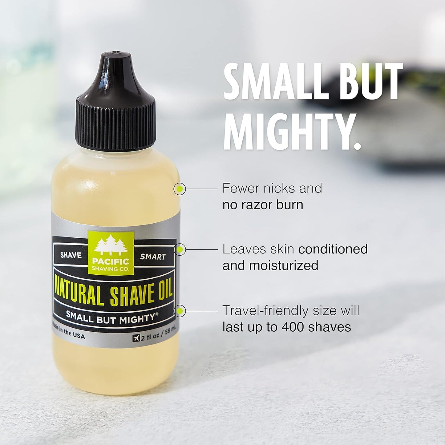 Pacific Shaving Company Natural Shaving Oil - Shaving Oil for Men & Women - Avocado, Sunflower Seed & Vitamin E Oil for Face, Legs, Arms & Full Body - Unisex Beard & Shave Care (2 Fl Oz)