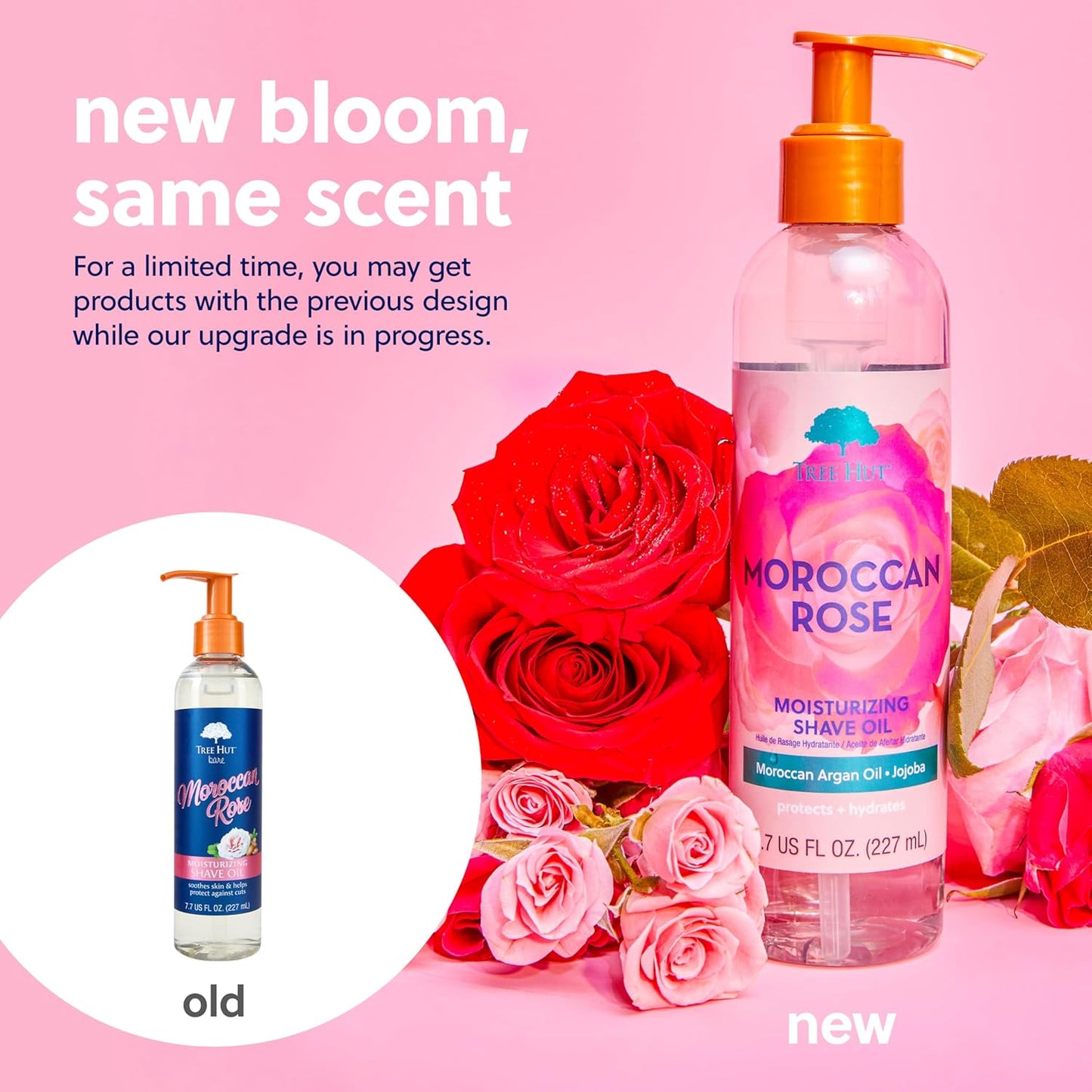 Tree Hut Moroccan Rose Moisturizing Shave Oil, Gel-to-Oil Formula, Ultra Hydrating Barrier for a Close, Smooth Shave, For All Skin Types, 7.7 fl oz