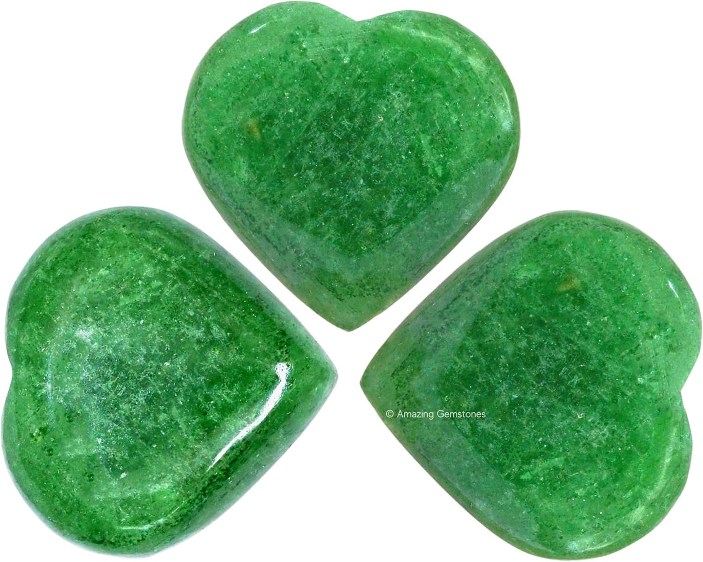 Amazing Gemstone Green Strawberry Quartz Crystal Heart Palm Stone - Pocket Massage Worry Stone for Natural Body Chakra Balancing, Reiki Healing and Crystal Grid
