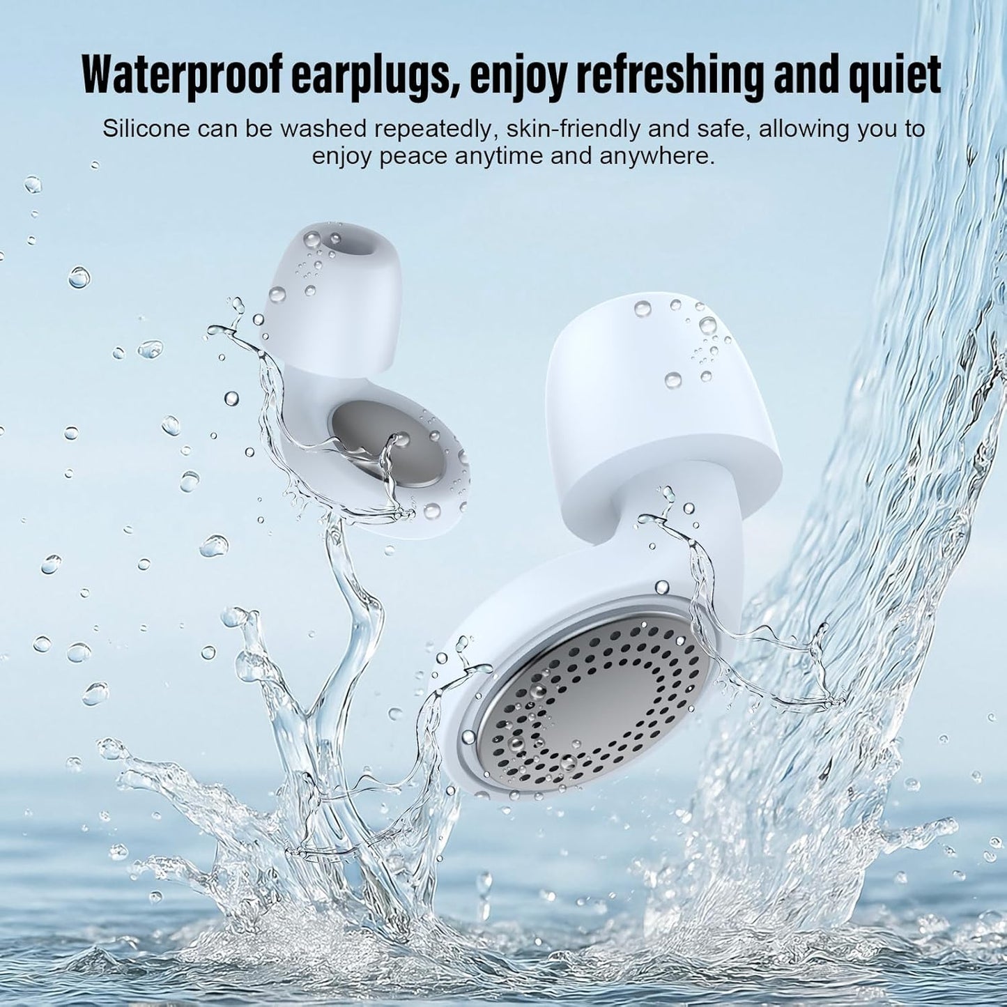 Ear Plugs, Sleep Earplugs with Cleaning, Memory Foam & Silicone Tips, Noise Reduction up to 35 dB, with 3 Sizes & Case, Reusable, Noise Protection Earplug for Side Sleepers, Travel, Work Blue