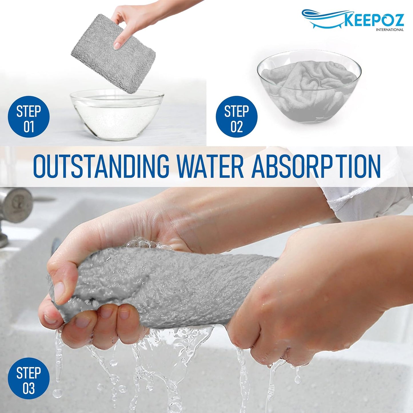 KEEPOZ Hair Towel Wrap Quick Dry 100% Cotton Super Absorbent Turban Head Wrap for Women with Button, Non Microfiber Anti Frizz Hair Products, Hair Cap for Curly, Long Hair (Grey, 1 Pc)