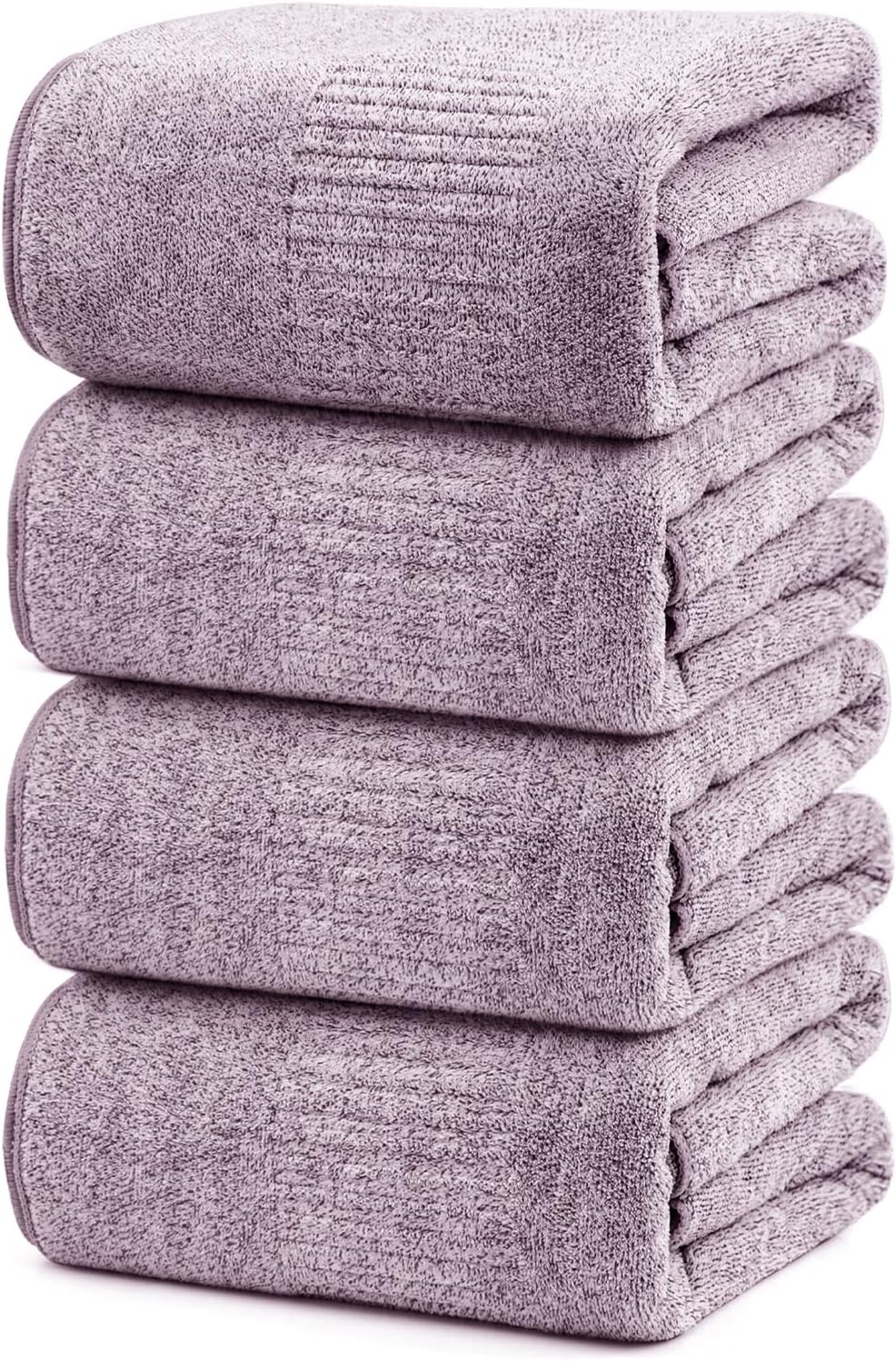 Bath Towels 4 Pack Large Bathroom Bamboo Viscose Towels 35” x 63” Plush Soft Bath Towel for Shower Extra Absorbent Jumbo Bath Sheet - Multipurpose Use as Sports, Travel, Fitness, Yoga (Purple)