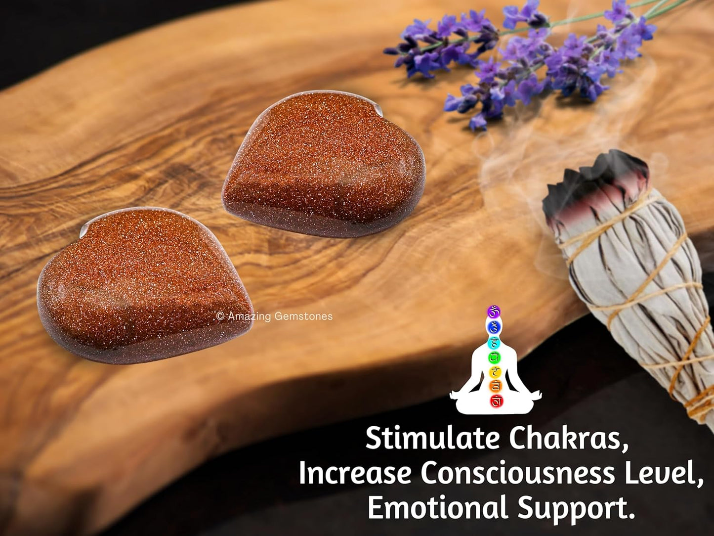 Amazing Gemstone Red Goldstone Crystal Heart Palm Stone - Pocket Massage Worry Stone for Natural Body Chakra Balancing, Reiki Healing and Crystal Grid